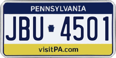 PA license plate JBU4501