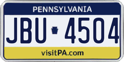 PA license plate JBU4504