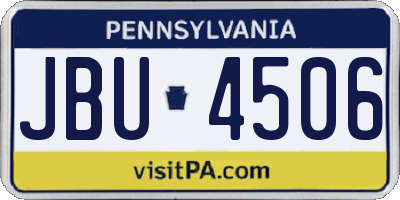 PA license plate JBU4506