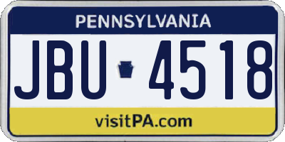 PA license plate JBU4518