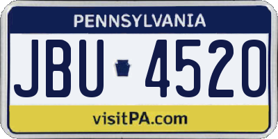PA license plate JBU4520