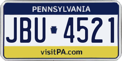 PA license plate JBU4521