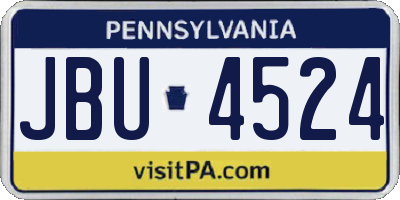 PA license plate JBU4524
