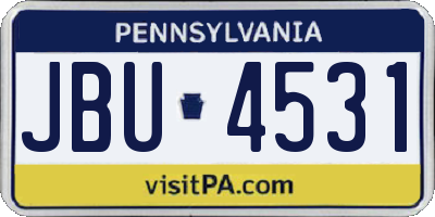 PA license plate JBU4531