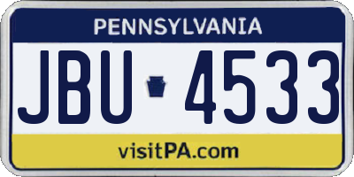 PA license plate JBU4533