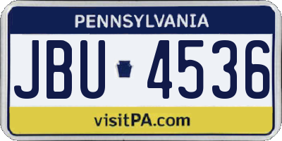 PA license plate JBU4536