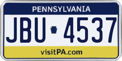 PA license plate JBU4537