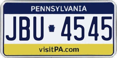 PA license plate JBU4545