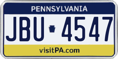 PA license plate JBU4547