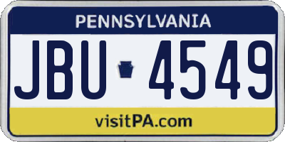 PA license plate JBU4549