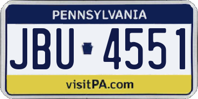 PA license plate JBU4551