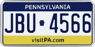 PA license plate JBU4566