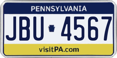 PA license plate JBU4567