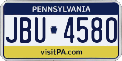 PA license plate JBU4580