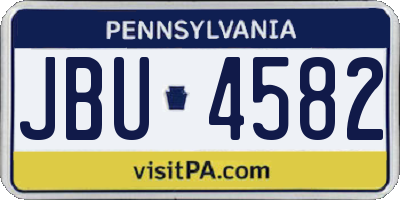 PA license plate JBU4582