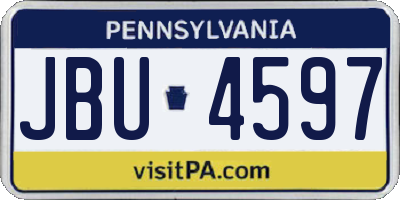 PA license plate JBU4597
