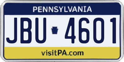 PA license plate JBU4601
