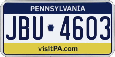 PA license plate JBU4603