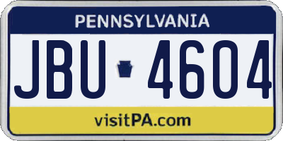 PA license plate JBU4604