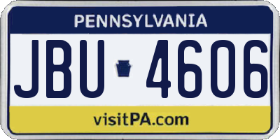 PA license plate JBU4606