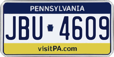PA license plate JBU4609
