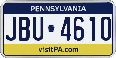 PA license plate JBU4610
