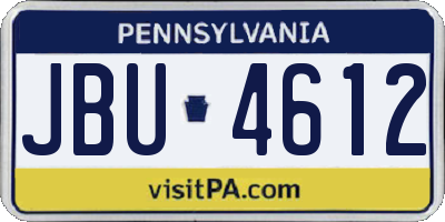 PA license plate JBU4612