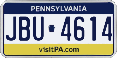 PA license plate JBU4614