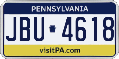 PA license plate JBU4618