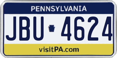 PA license plate JBU4624