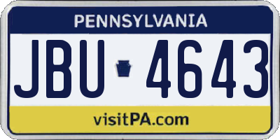 PA license plate JBU4643