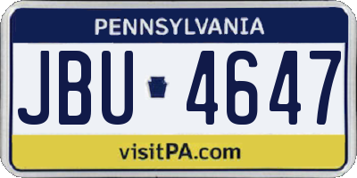PA license plate JBU4647