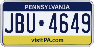 PA license plate JBU4649