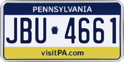 PA license plate JBU4661