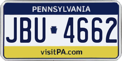 PA license plate JBU4662