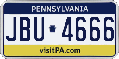 PA license plate JBU4666
