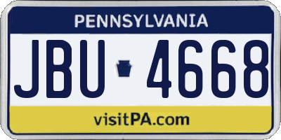 PA license plate JBU4668