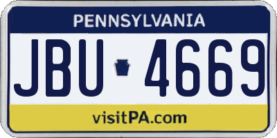 PA license plate JBU4669