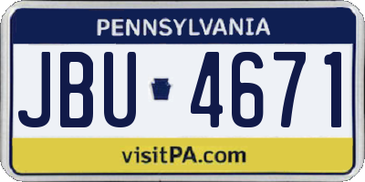 PA license plate JBU4671