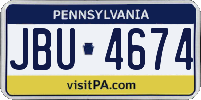 PA license plate JBU4674