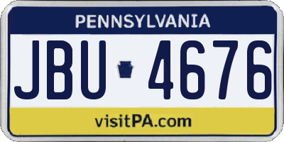 PA license plate JBU4676
