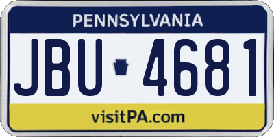 PA license plate JBU4681