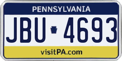 PA license plate JBU4693