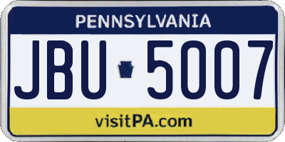 PA license plate JBU5007