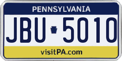 PA license plate JBU5010