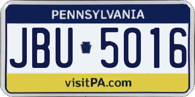 PA license plate JBU5016