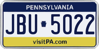 PA license plate JBU5022