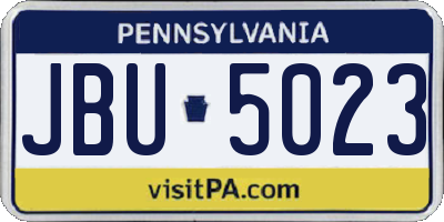 PA license plate JBU5023