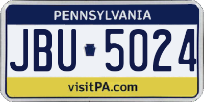 PA license plate JBU5024