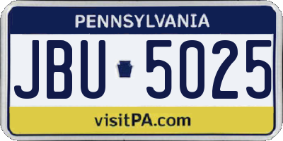 PA license plate JBU5025